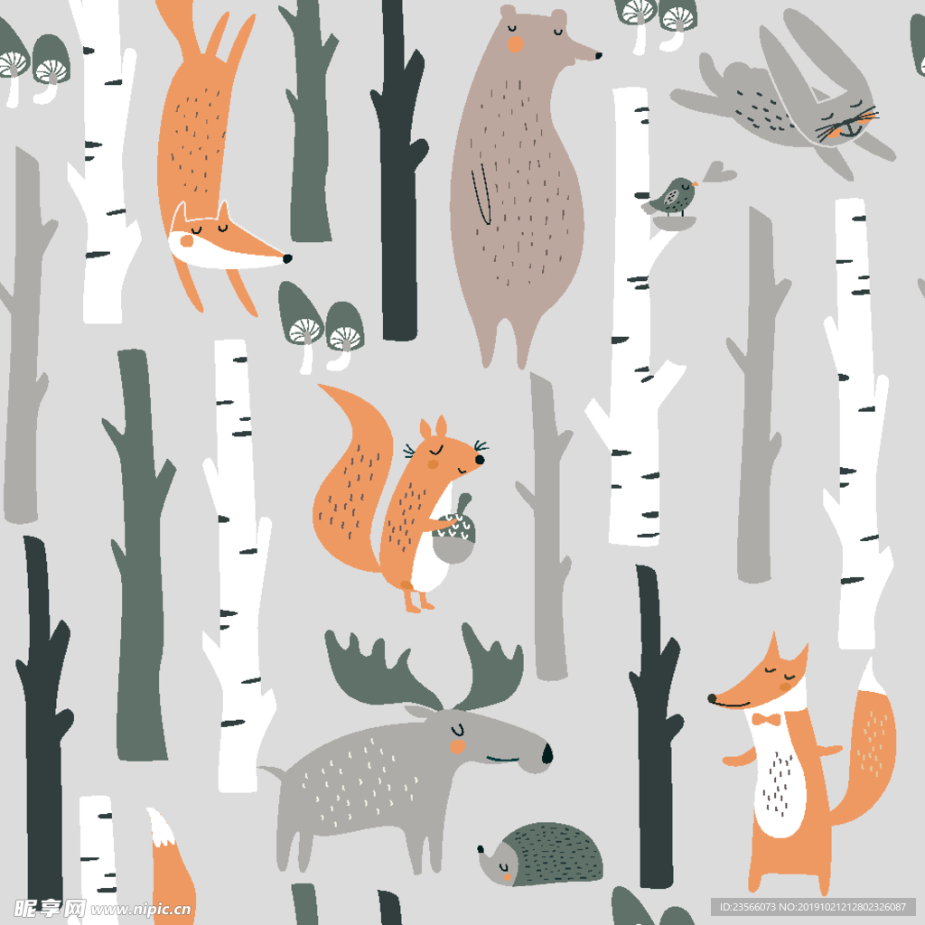 卡通森林动物背景图片