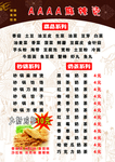 价目表