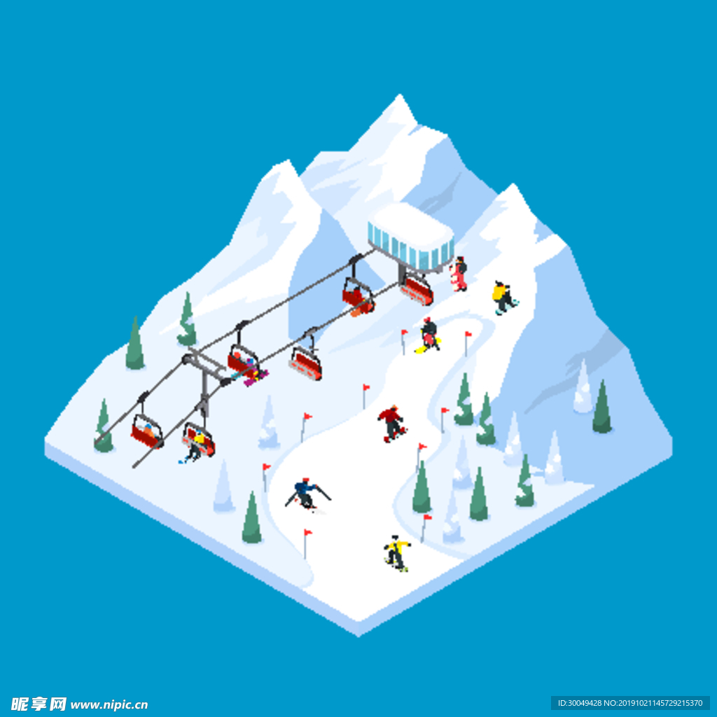 滑雪场卡通