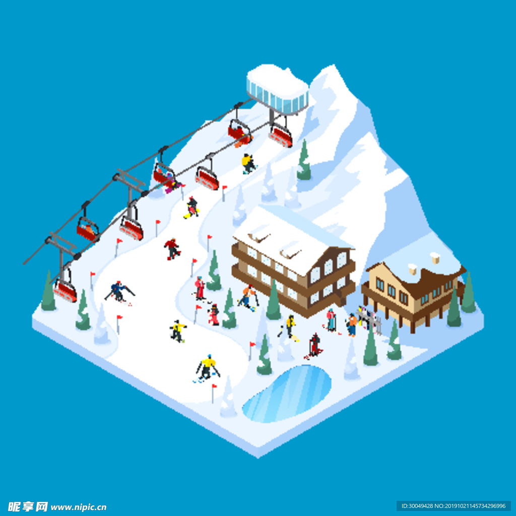 简笔卡通冬季滑雪的男子图片素材-编号24032069-图行天下