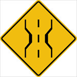 外国交通图标  道路变窄图标