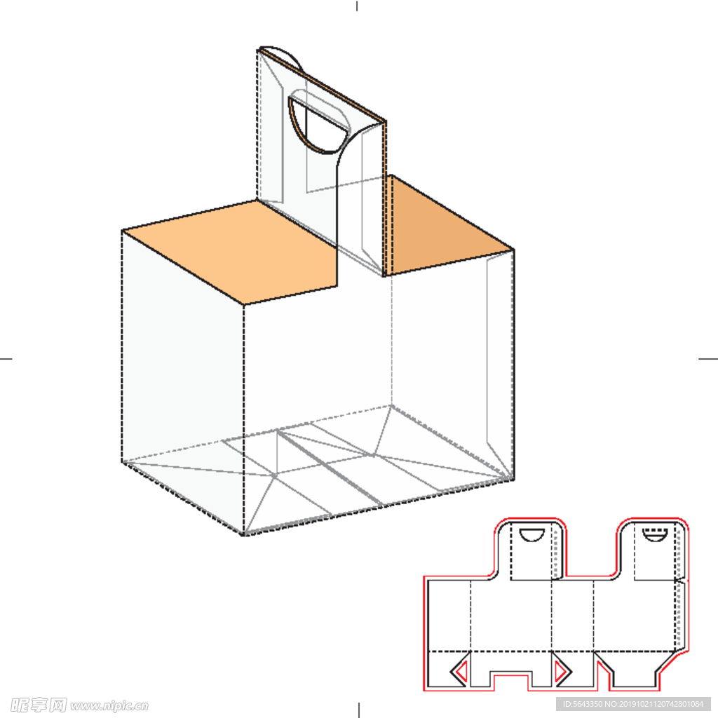 手拎包装盒 效果图