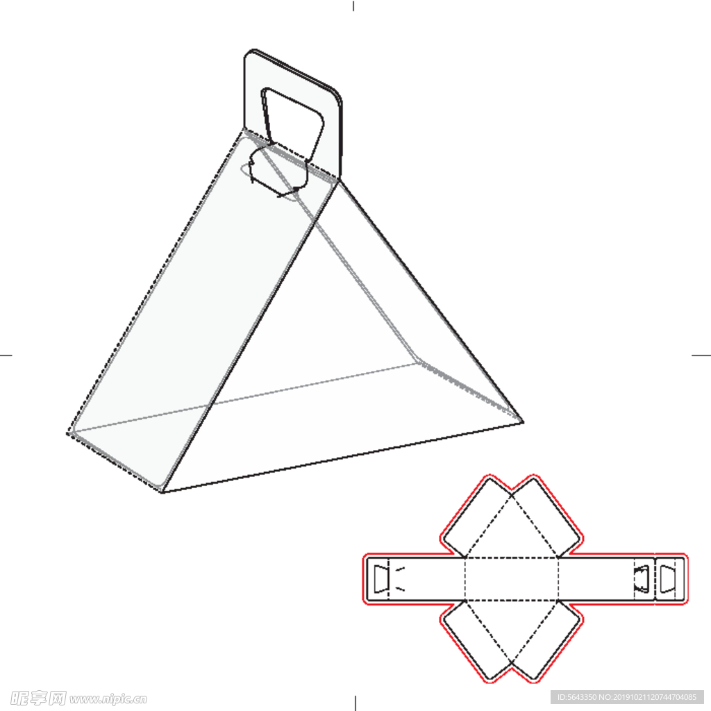 三角挂盒 包装盒 效果图