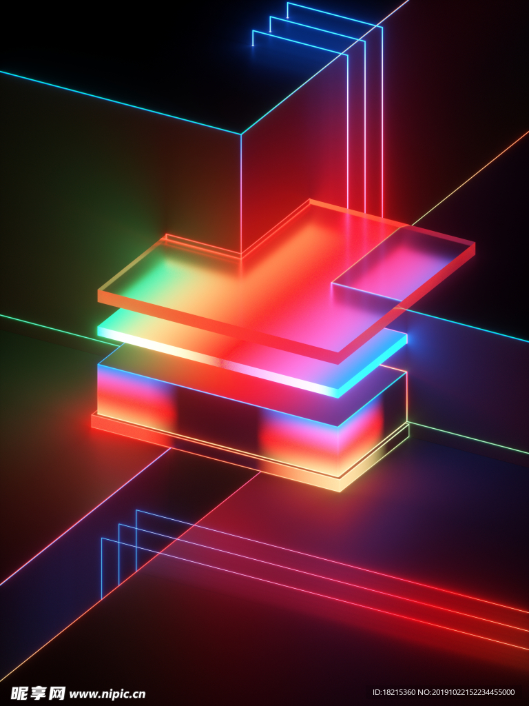 3D 霓虹灯 虚拟现实 抽象迷
