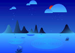创意海报设计 山水 意境 插画