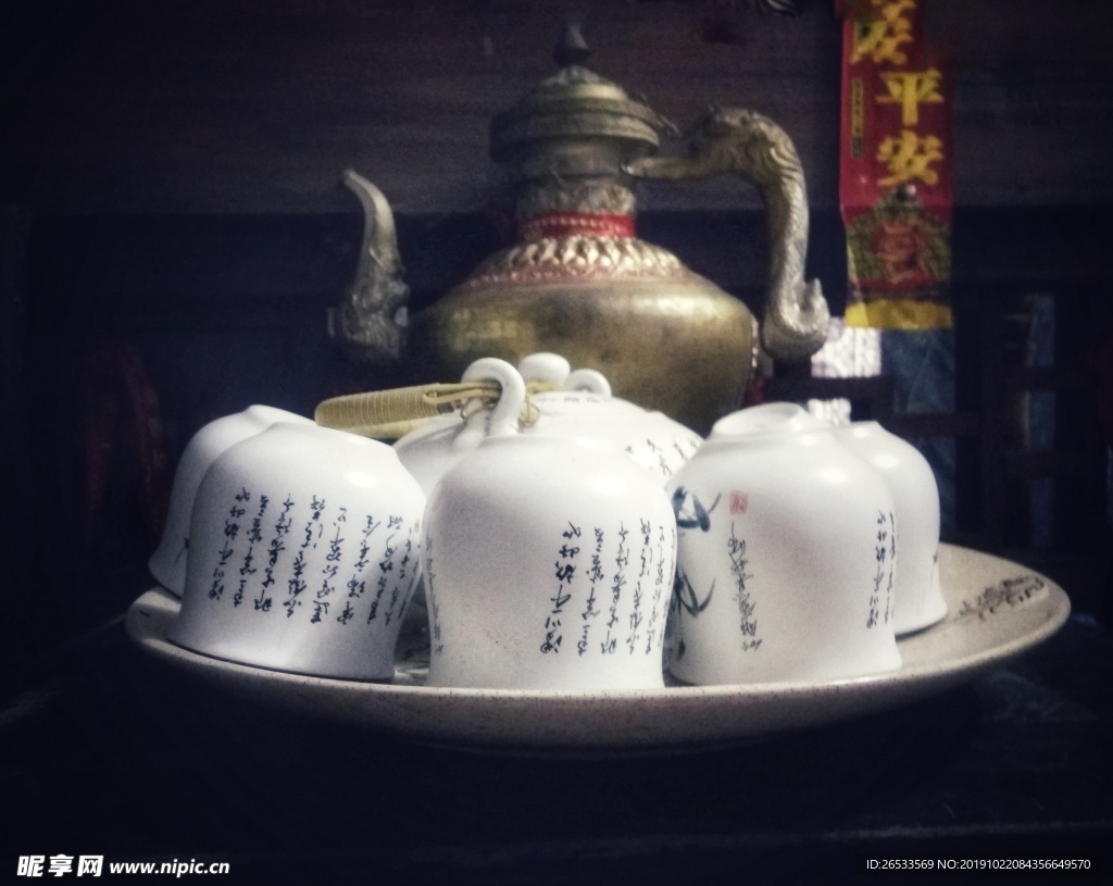 中式茶杯 古代风格茶具 白瓷