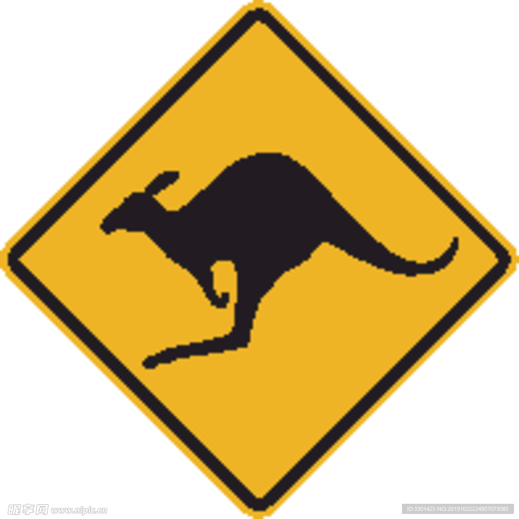外国交通图标 注意袋鼠