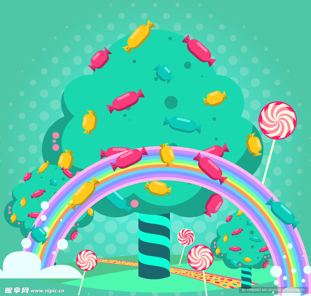 创意棒棒糖绿色可爱的糖果树
