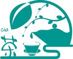 蓝绿色中国风茶文化logo标志