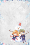 水墨画雪人