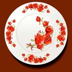 红色罂粟花花纹餐盘