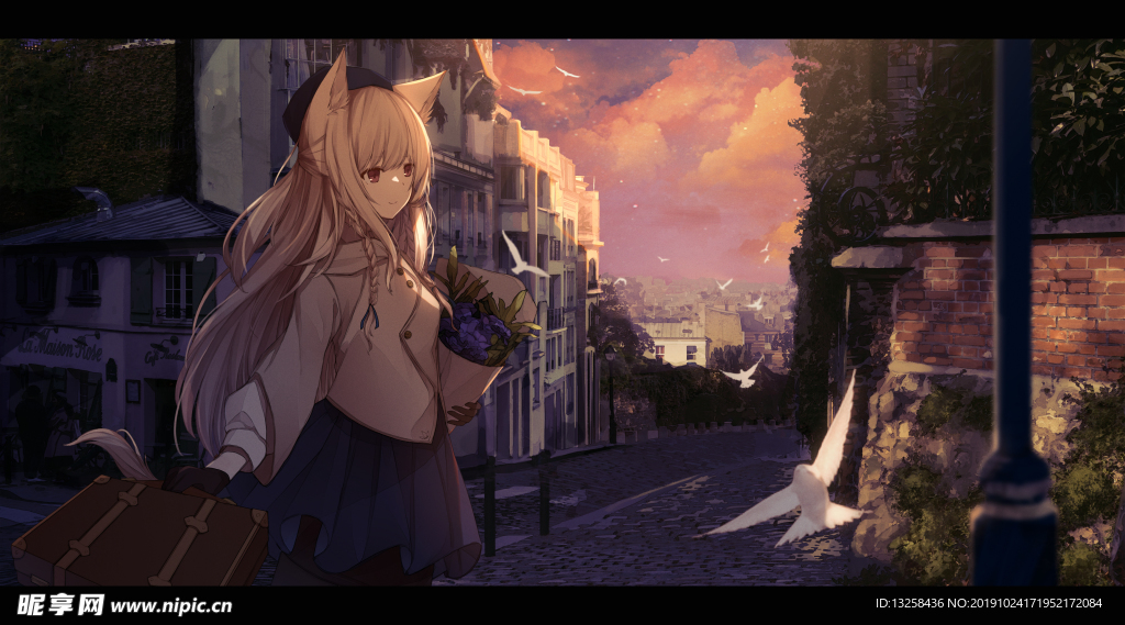 彩色插画人物动漫背景