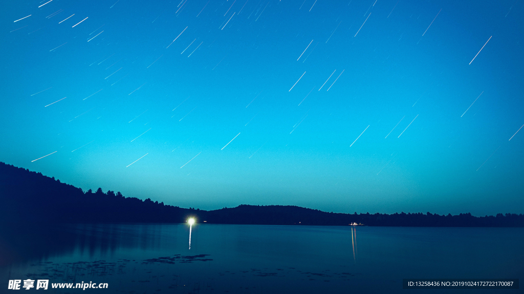 海边流星天空海水风景