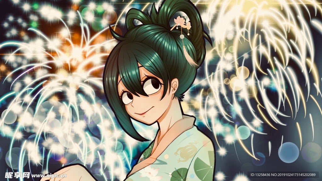 彩色插画人物动漫背景