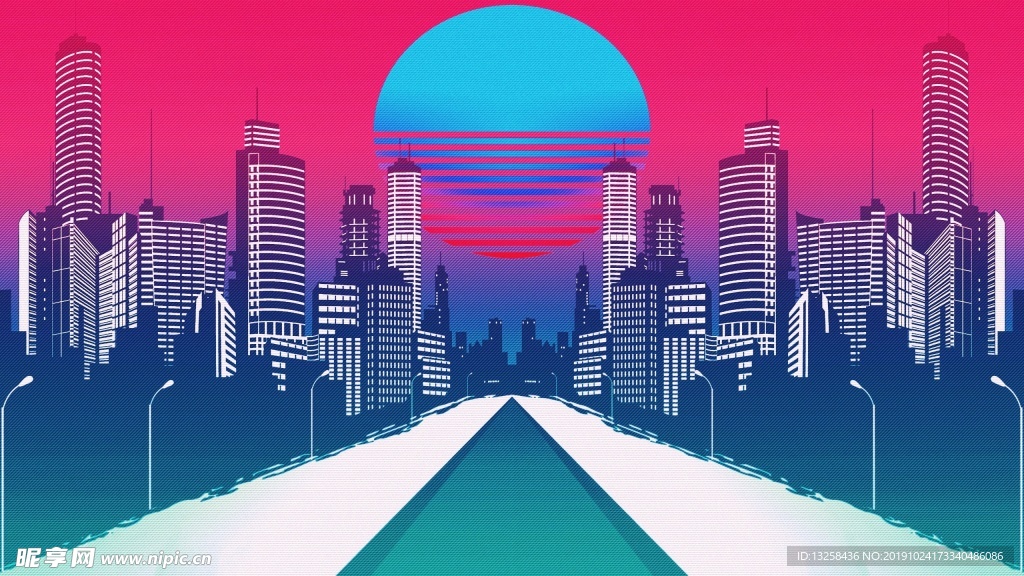 彩色建筑插画风景高楼