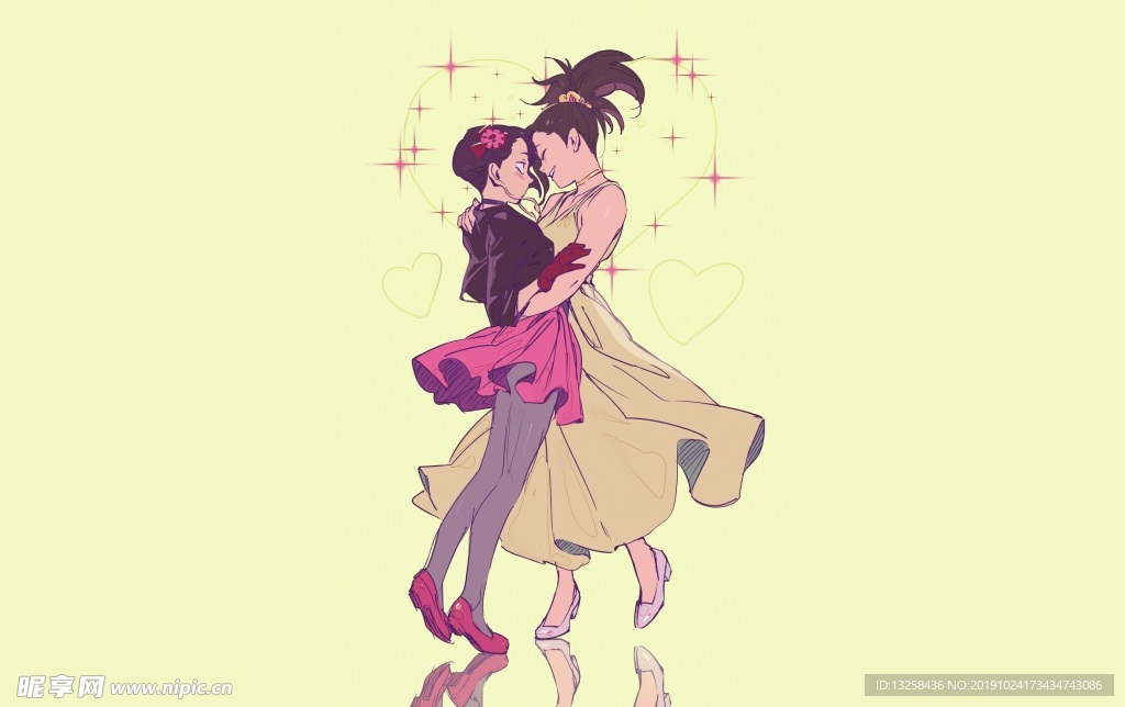 彩色插画人物动漫背景