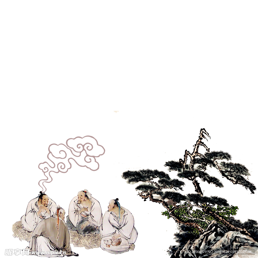 中国风水墨古代人物