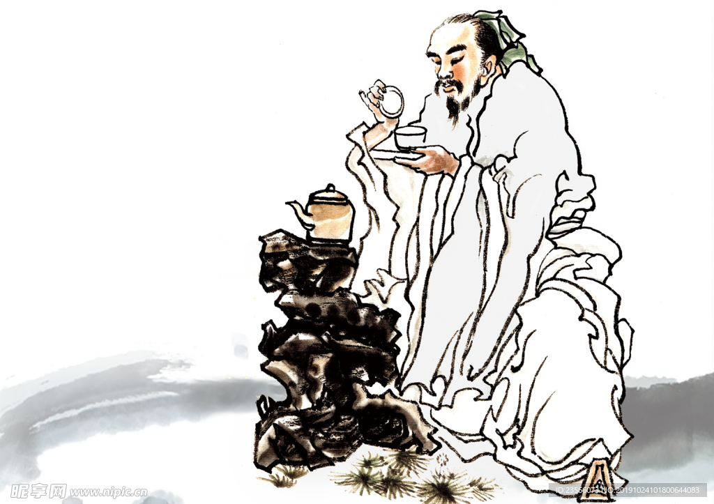 中国风水墨古代人物