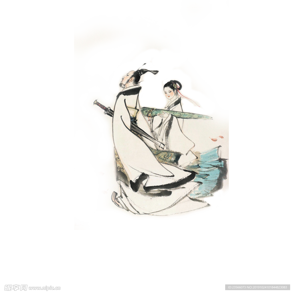 中国风水墨古代人物