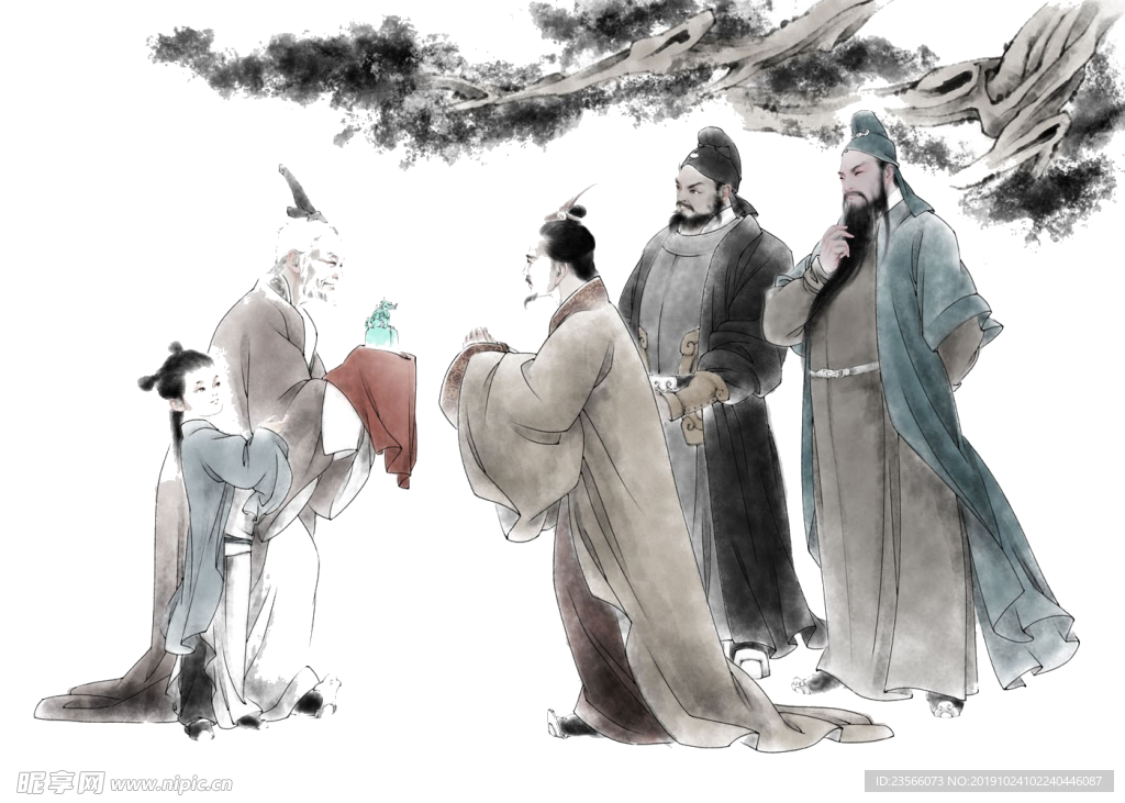 中国风水墨古代人物