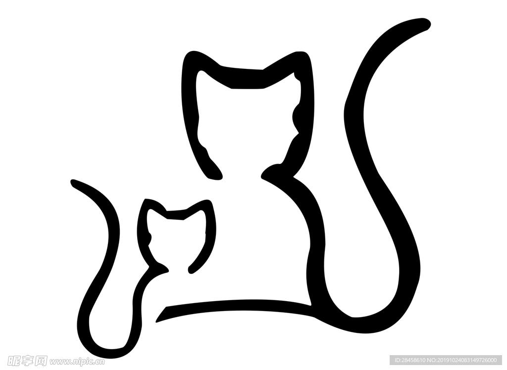 猫  线条图  logo