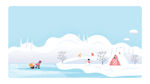 卡通雪景插画