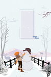 女孩堆雪人