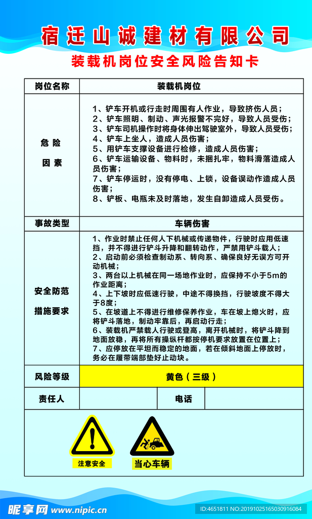 转载机岗位安全风险告知卡