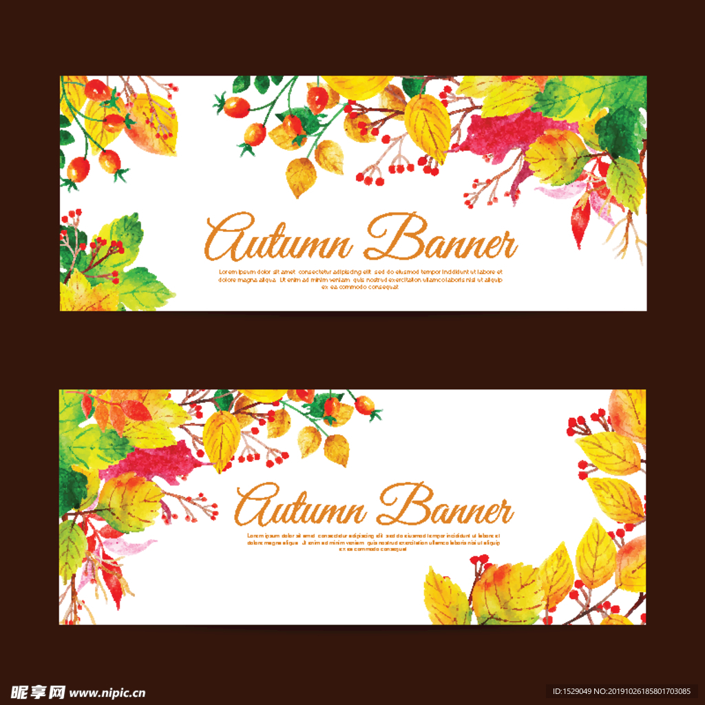 水彩秋叶banner
