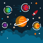 卡通太空星球插画