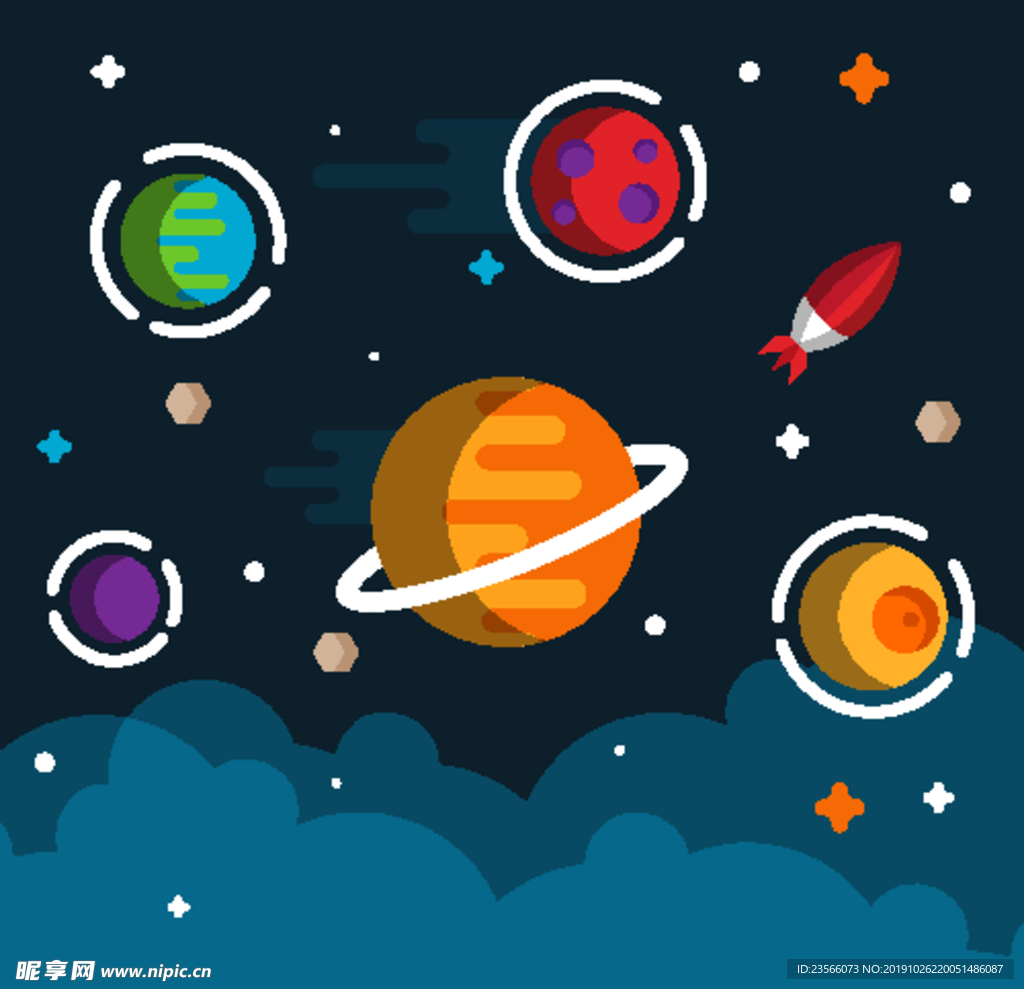 卡通太空星球插画