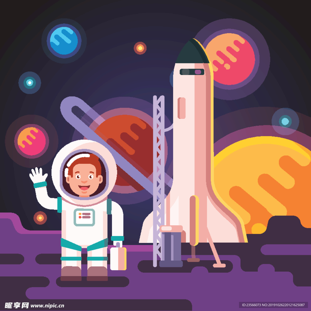 卡通太空星球插画