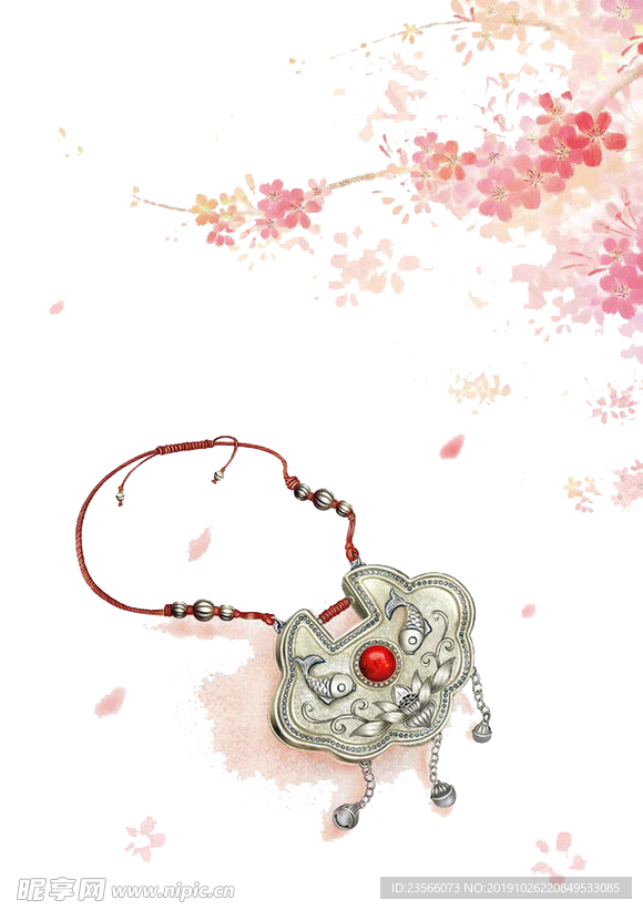 古风手绘树枝花朵