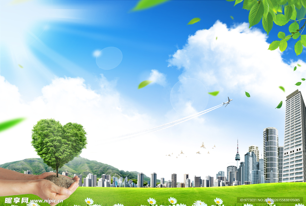 蓝天白云草地