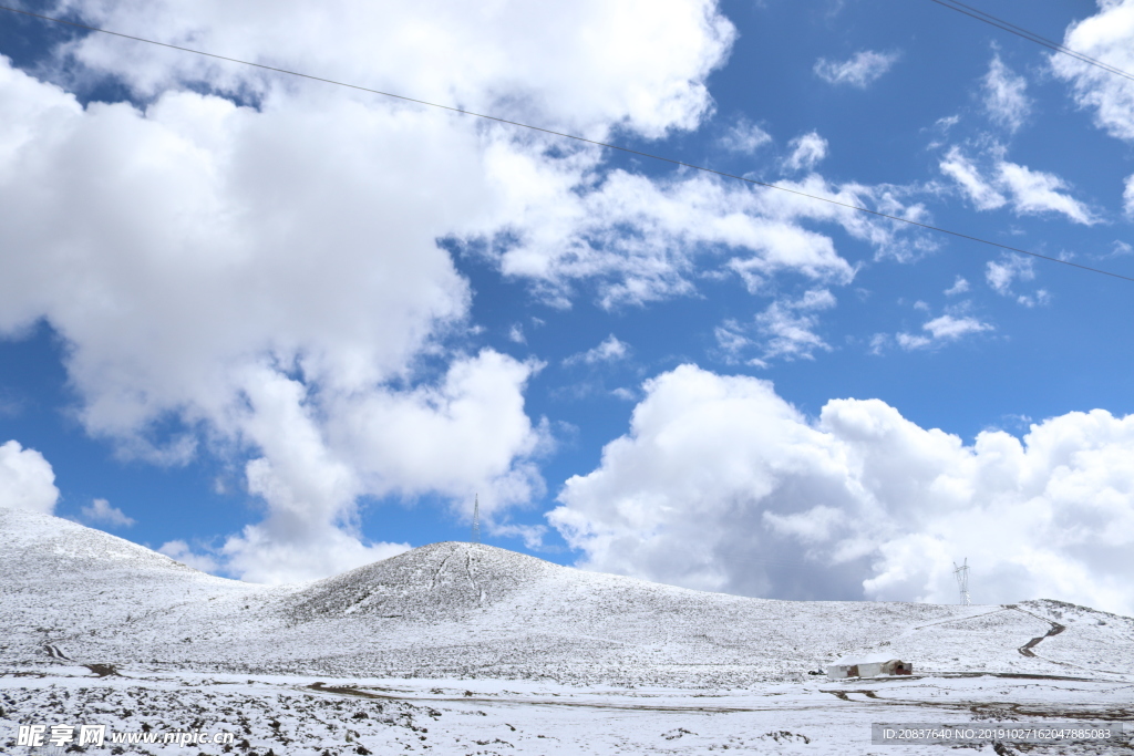 蓝天 白云 雪山 天山 雪