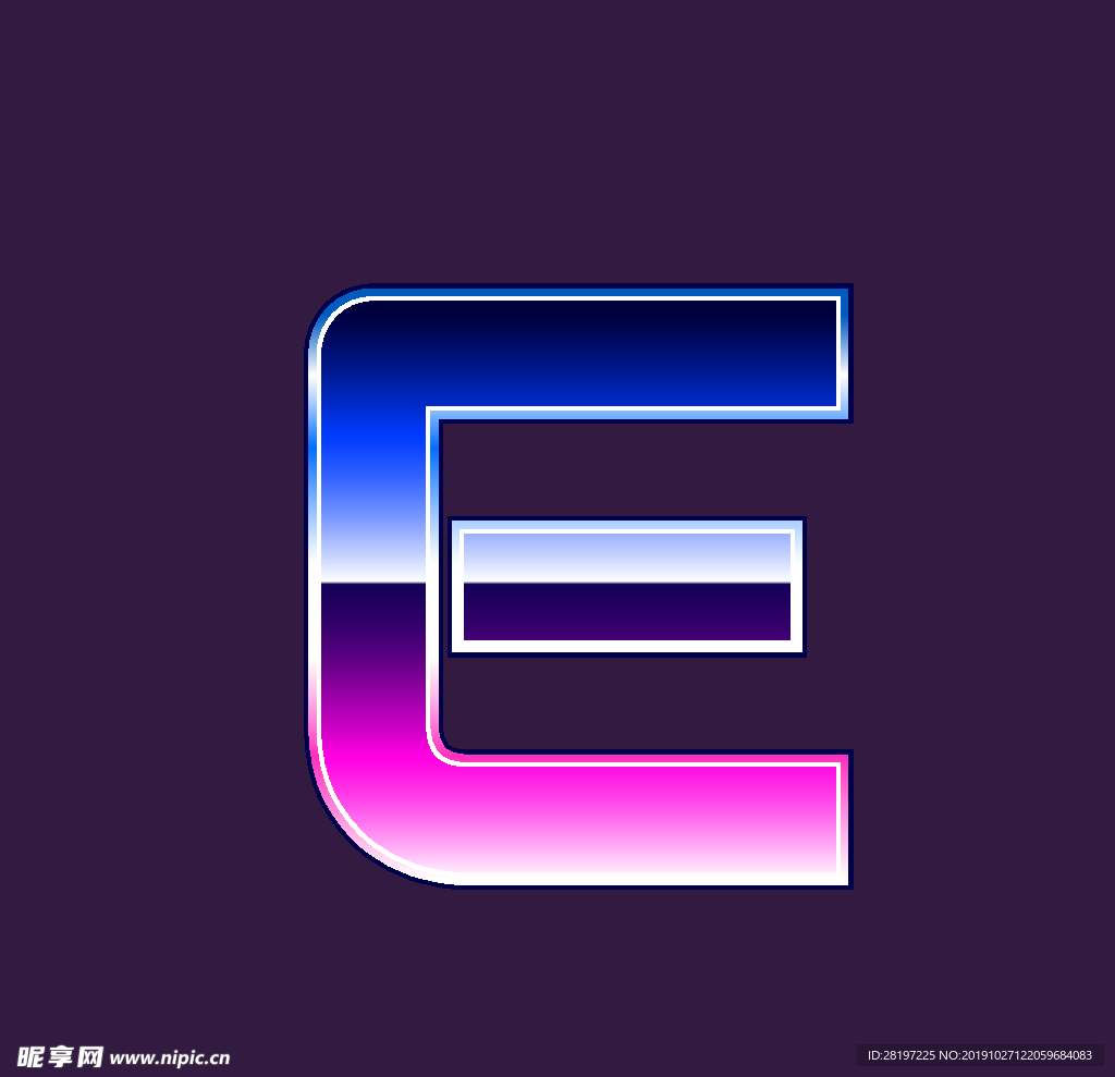 矢量发光霓虹字母