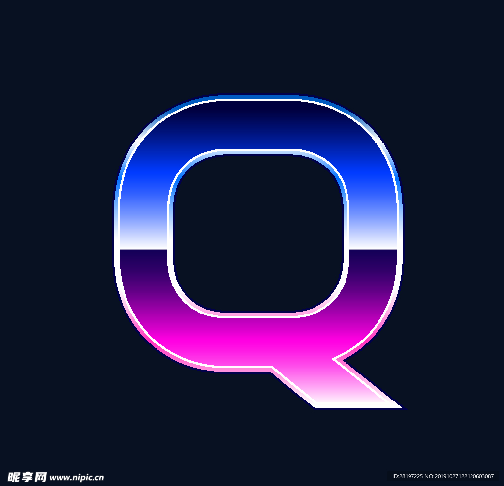 矢量发光霓虹字母