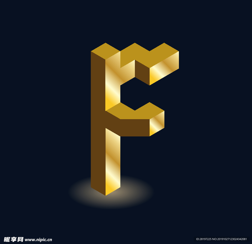 矢量金属立体字母