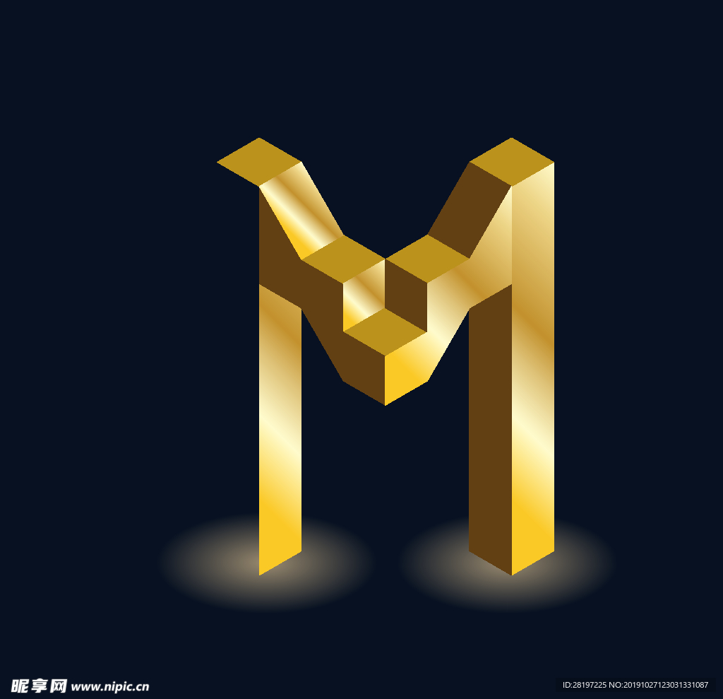 矢量金色立体字母