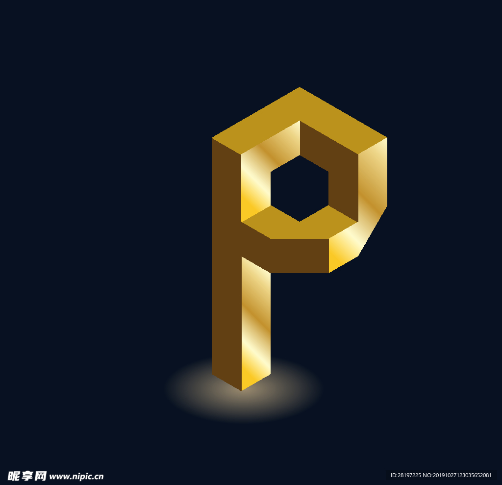 矢量金色立体字母