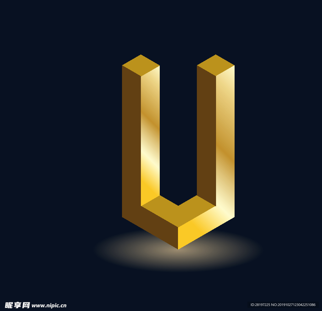 矢量金色立体字母