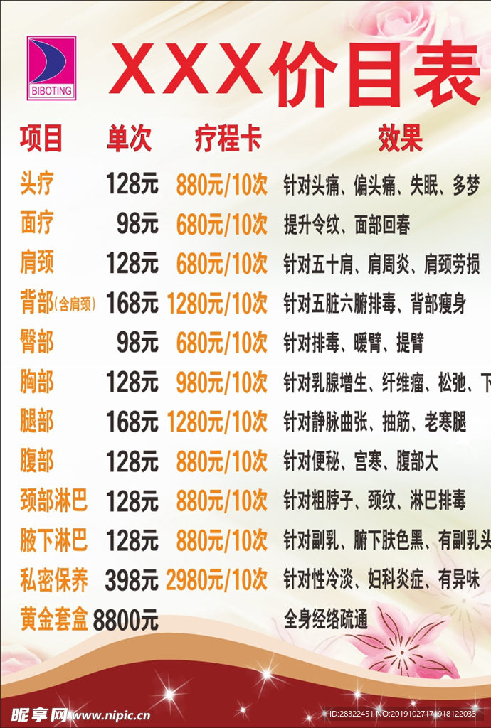 价目表