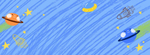 星球蜡笔质感绘画背景