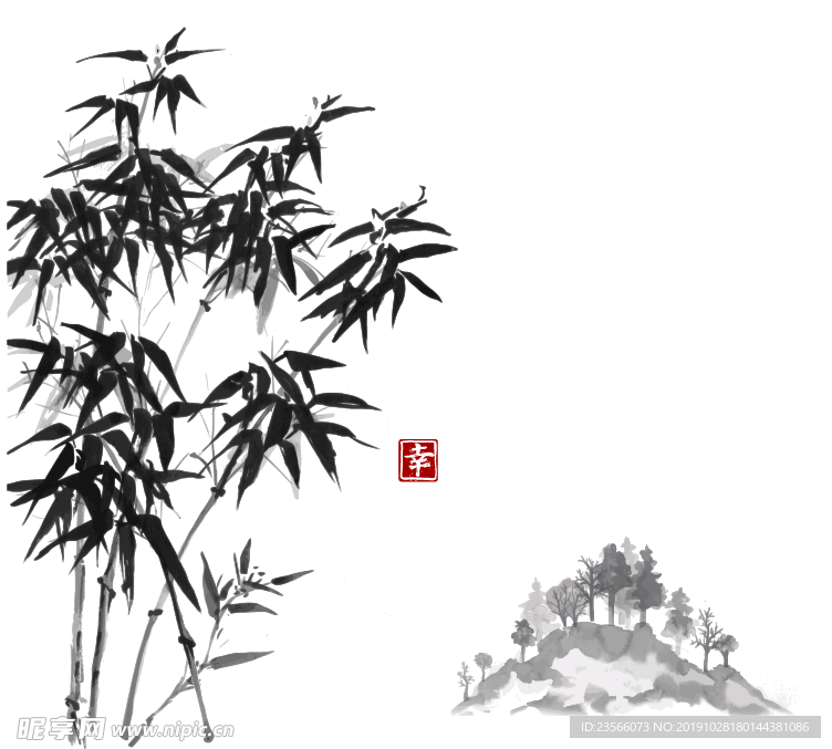 中国风竹子绘画