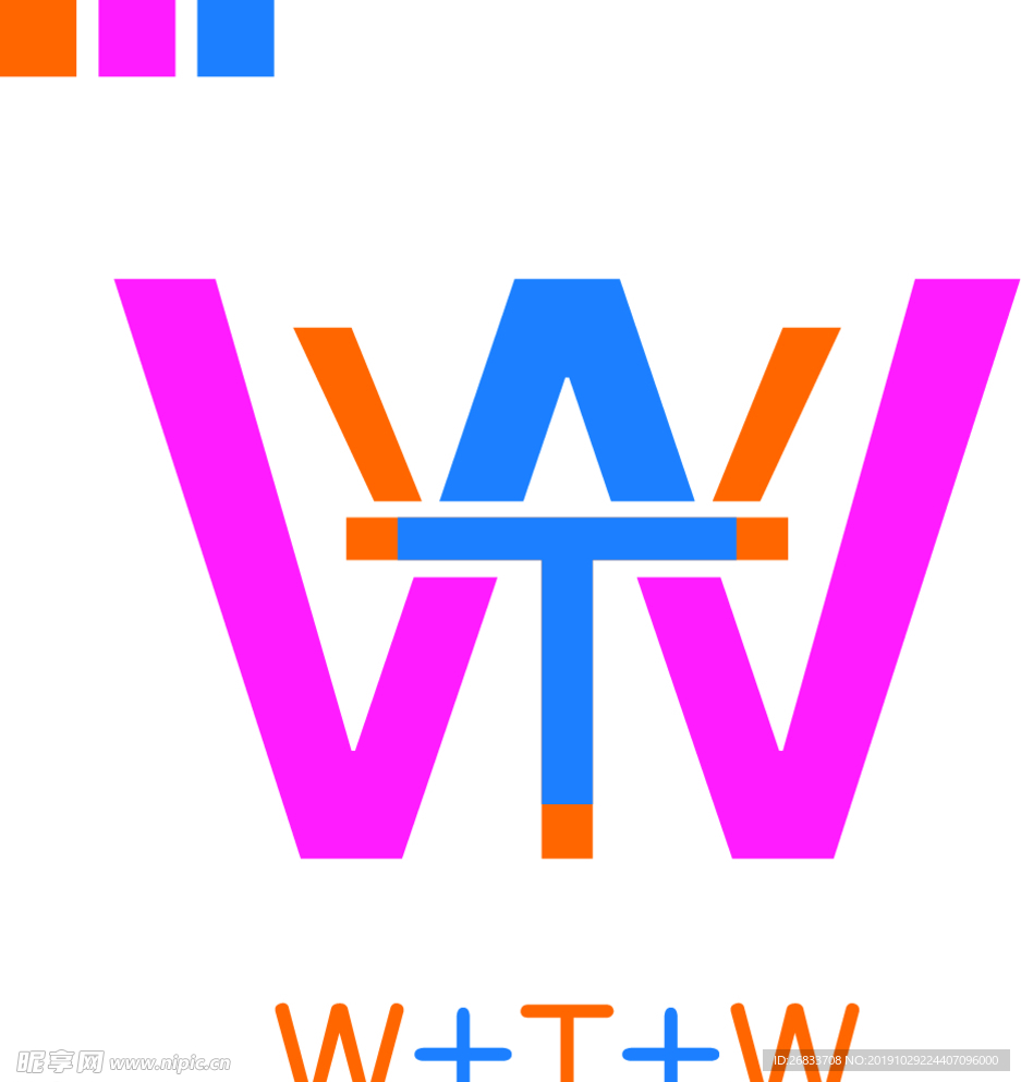 原创WTW字母logo设计