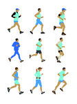 全民健身跑步锻炼的人物卡通素材