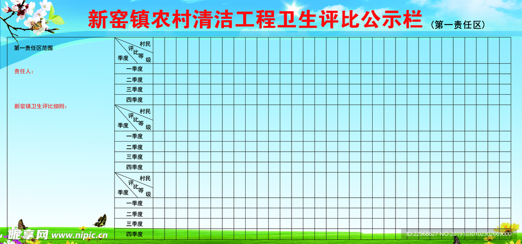 农村清洁工程卫生评比公示栏