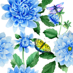 水彩植物花朵绿叶