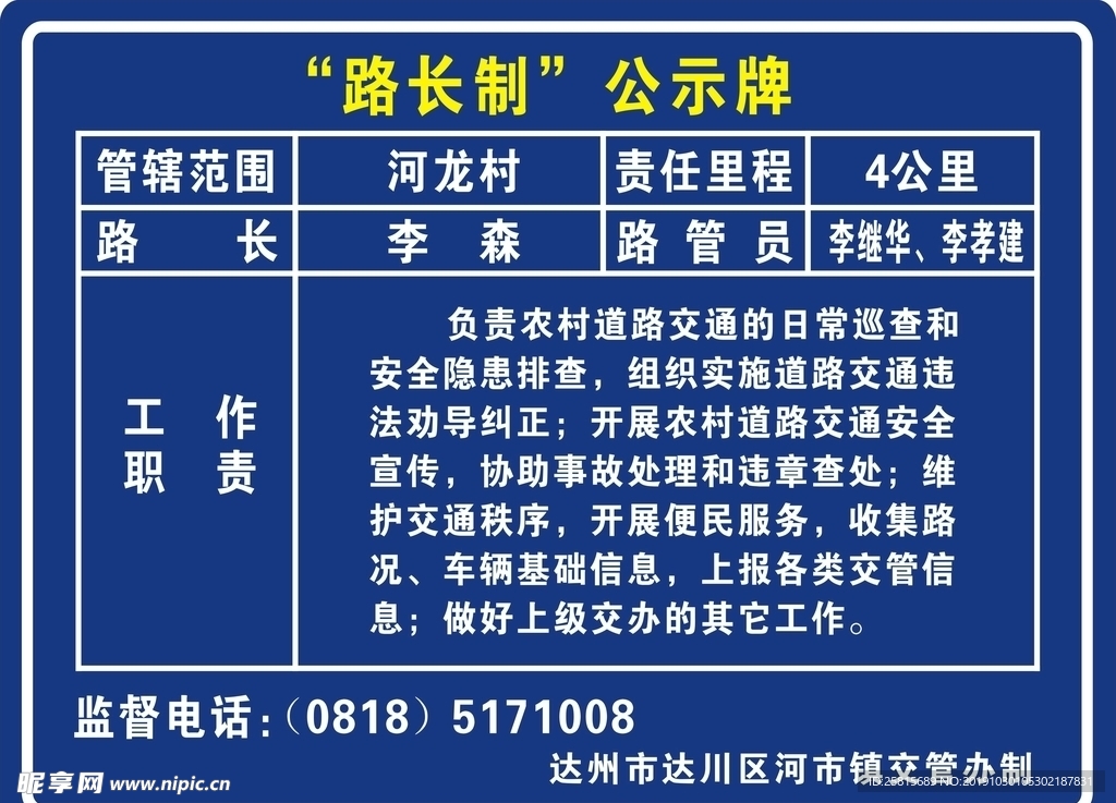 路长制公示牌