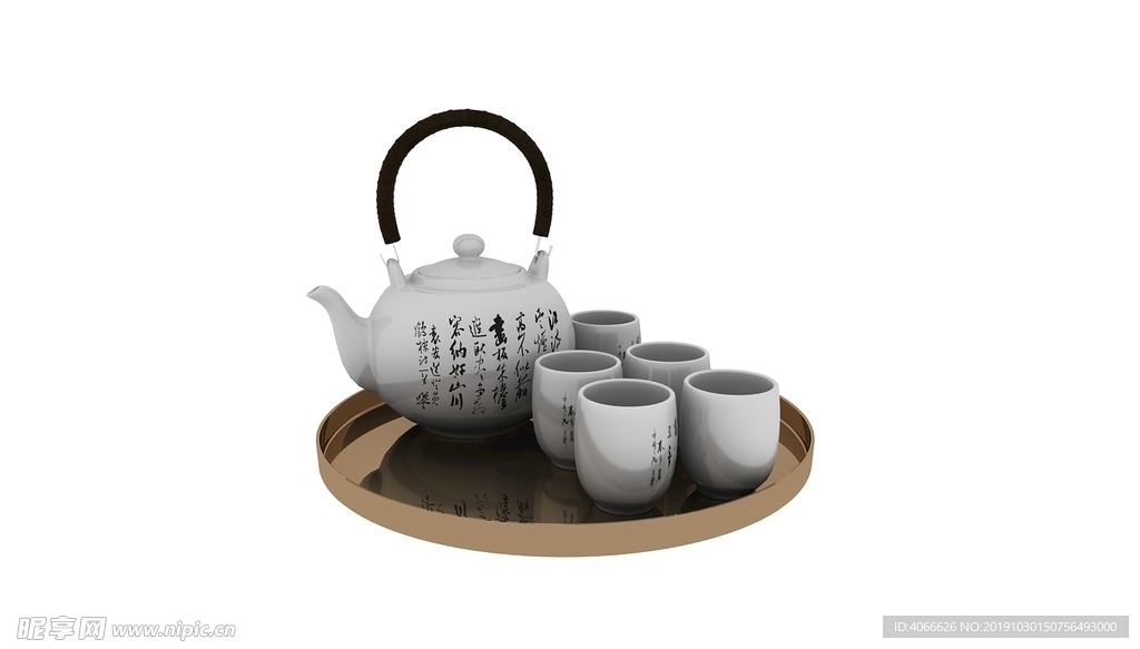 中式茶壶3d模型